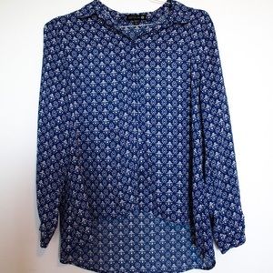 Blue patterned button down